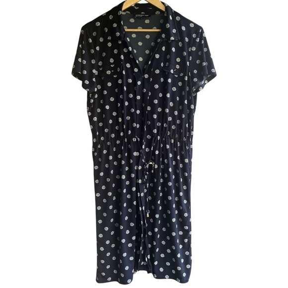 Jones New‎ York Women's XL Blue Mini Sundress Notched Collar Daisy Floral - Picture 1 of 5